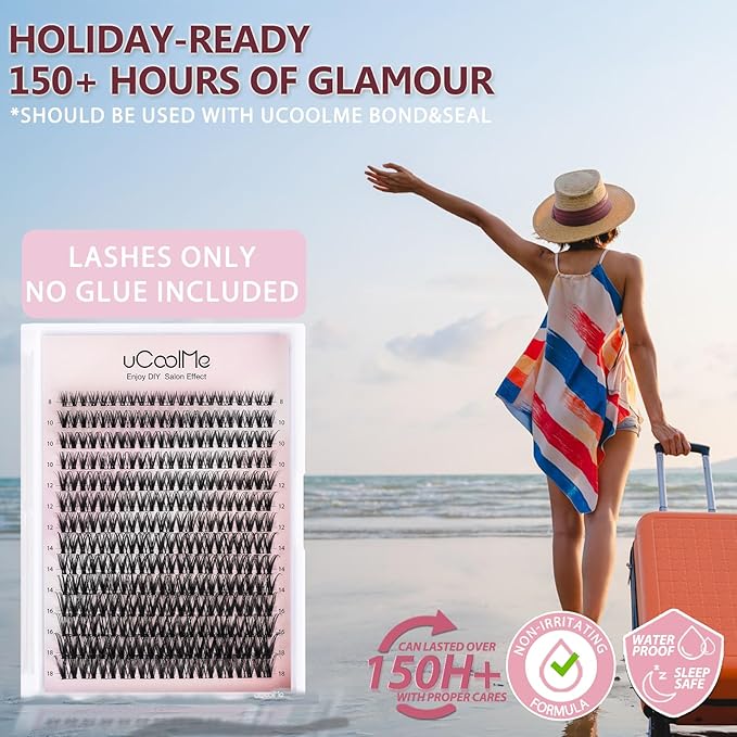 Flora Lash Clusters 8-18mm Light-Volume Wispy Eyelash Clusters D Curl - WideSpan DIY Eyelash Extension Spiky Cat Eye Lashes Individual Fake Eyelashes Clusters with 0.05mm Ultra-Thin Black Band