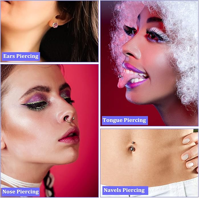 Chumia 157 Pcs Ear Piercing Gun Tool Set Stainless Steel 36 Pairs Studs 98 Earrings 22 Nose Studs Nose Navel Piercing Machines for Salon Home