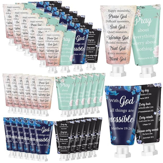 24 Pcs Christian Hand Cream Bulk for Women Mothers Day Church Gifts in Bulk Bible Travel Hand Lotion for Dry Hands Bible Verse Hand Lotion for Mom Grandma Holiday mothers day Gift