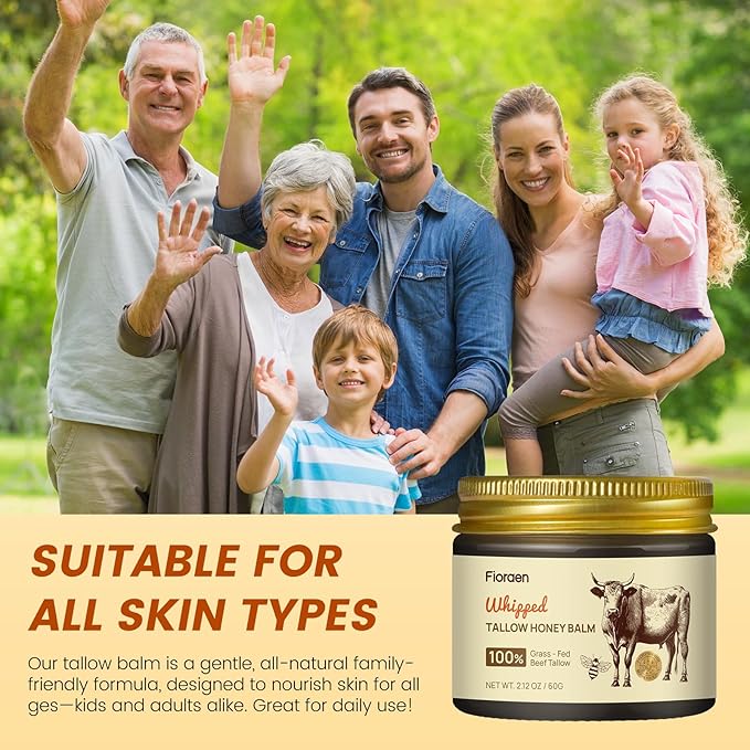 Beef Tallow for Skin 2oz, Whipped Beef Tallow and Manuka Honey Balm, Beef Tallow for Face and Body, Unscented Skin Care for Dry and Sensitive Skin, Natural Tallow Balm for Hydration and Nourishment