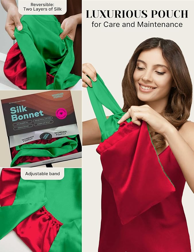 100% Mulberry Silk Bonnet for Sleeping Women with Curly Hair – Alternative to Double Layer Satin Bonnet with Tie Band – Mothers Day Gifts Silk Hair Wrap for Sleep with Wonder Loop