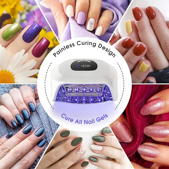 Rechargeable UV LED Nail Lamp 108W Cordless Gel Nail Lamp UV Light for Gel Nails with Metal Base Professional Quick Dry Nail Curing Lamp with Display Auto Sensor Nail Dryer