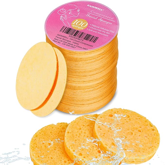 100PCS Compressed Facial Sponges, Cleansing, for Personal Spa Esthetician Use