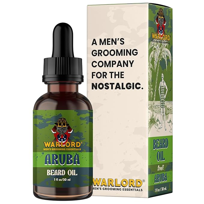 WARLORD Beard Oil & Beard Softener for Men - Beard Moisturizer & Natural Beard Oil to Reduce Itchy Skin, Tame Hair and Manage Frizz - Aruba, 1 Fl Oz
