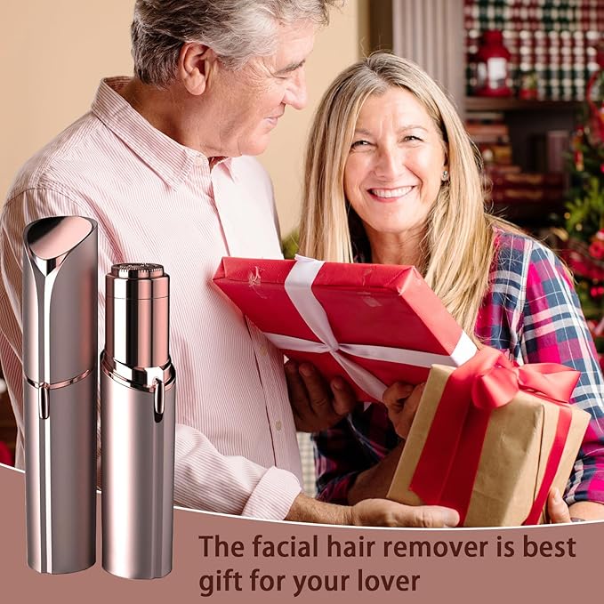 Women's Painless Hair Remover for Women, Battery Powered Facial Hair Shaver for Lips, Chin, Neck, and Cheek with 2 Replacement Heads and 1 Battery