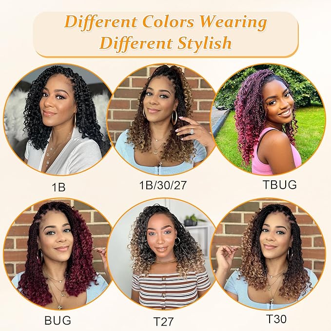 9 Packs Goddess Box Braids Crochet Hair Boho Crochet Box Braids With Curly Ends Crochet Hair For Black Women, 12 Inch Pre Looped Bohemian Crochet Box Braids Hair (12Inch 9 Packs,TGrey)