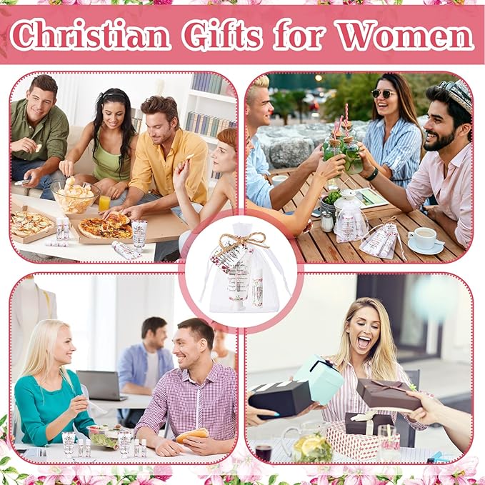 24 Sets Christian Hand Cream and Lip Balm Gift Set Christmas Christian Gift for Women Travel Size Hand Lotion Bible Verse Lip Balm Bulk for Baby Bridal Shower Mom Holiday Gift(Cute)