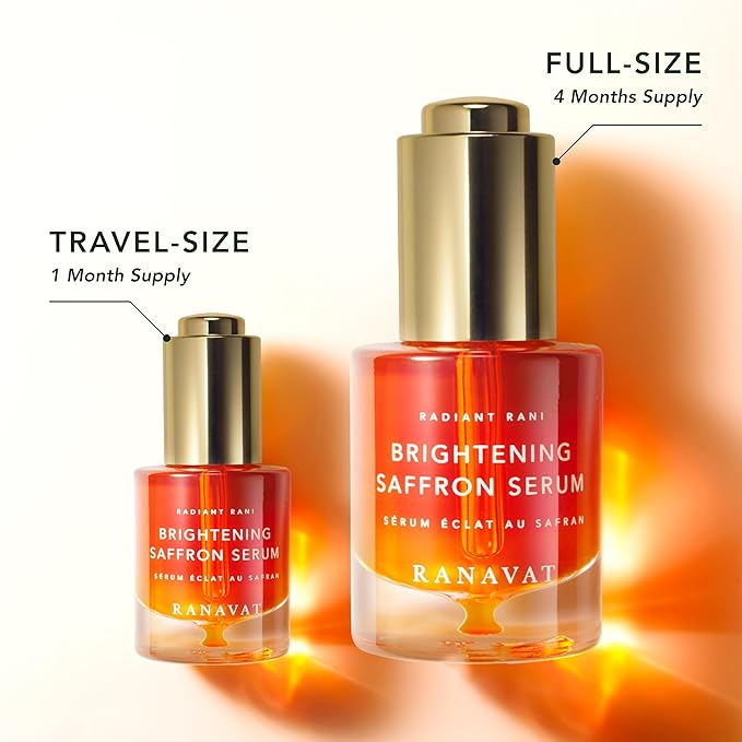 RANAVAT Brightening Saffron Face Serum - Discoloration Correcting Facial Serum, Dark Spot Corrector, Vitamin C Alternative & Hyperpigmentation Treatment - Leaves Skin with a Healthy Glow (0.17 oz)