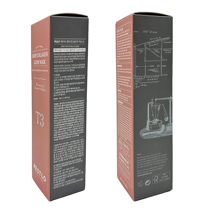 PESTLO Baby Collagen Glow Mask - Korean Peel Off Mask Skincare Infused with Reallagen/T3 Vegan Collagen, Aginon, Volufiline, for Elasticity, Firmness, Glass Skin, & Optional Overnight Use, 2.36 fl.oz