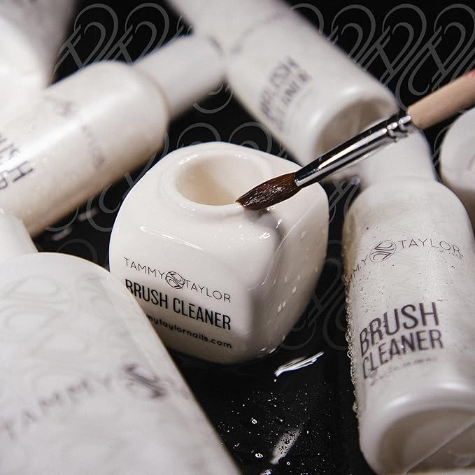 Tammy Taylor Acrylic Nail Brush Cleaner Liquid | Removes Solid Gel Nail Polish, Acrylic Dip Powder | All-in-One Poly Gel Slip Solution + Kolinsky Sable Nail Brush Conditioner, Cleaner & Restorer | 4oz