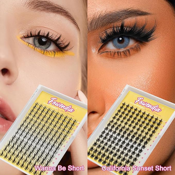 Manga Lash Clusters Kit 8-14mm Fairy Eyelash Clusters DIY Lash Extension Kit Waterproof Anime Lashes Ultra-Thin Invisible Band 0.3mm Individual Cluster Eyelash Extensions, Wanna Be Short-Kit