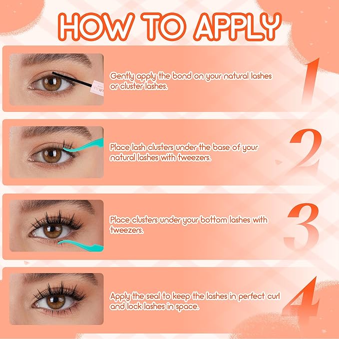 GEMERRY Lash Clusters with Pink Eyelash Clusters 2 Styles 8-12mm Cluster Eyelash Extensions Soft Comfortable Lash Extension Clusters DIY Cluster Lashes for Beginners