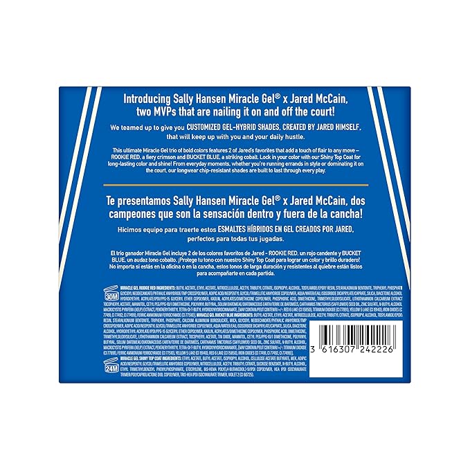 Sally Hansen Miracle Gel™ x Jared McCain, Trio Set, Long Lasting, Gel-Like Formula, No UV Lamp Needed, Blue and Red Nail Polish