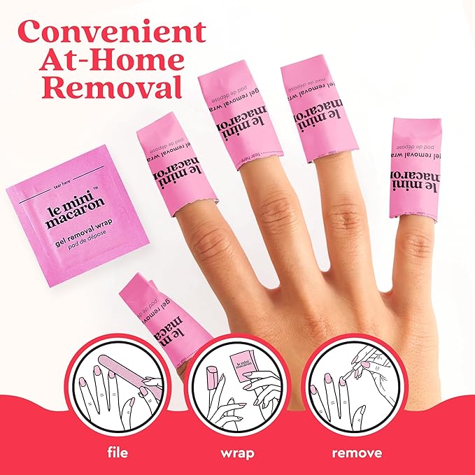 le mini macaron Gel Nail Polish Kit with LED Light, DIY At-Home Polish Nail Kit | Non-Toxic, Fast-Drying 3-in-1 Set for Long-Lasting, Salon-Quality Nails, File, and Remover Wraps (Milkshake)