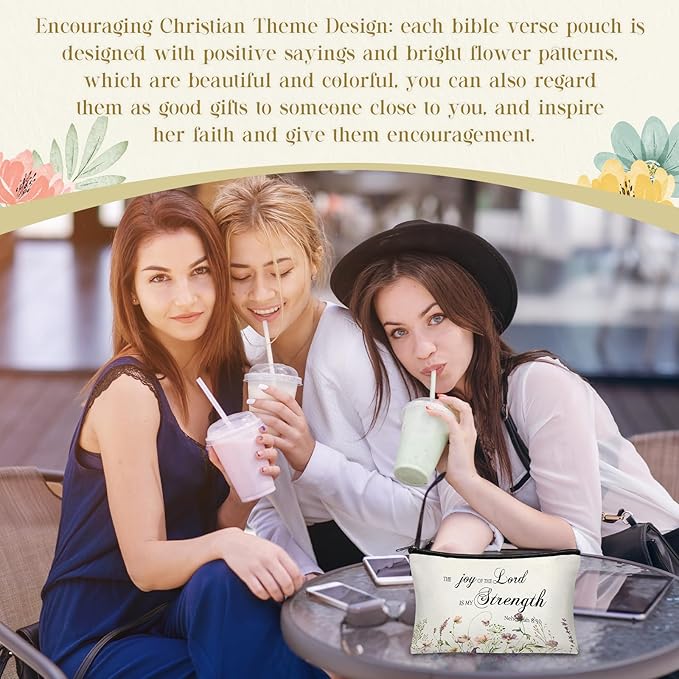 Jetec 30 Pcs Christian Gift for Women Religious Mother's Day Gifts Cosmetic Bags Inspirational Bible Verse Pencil Pouch Makeup Bags with Zipper for Travel Women Mother Sister(Elegant Style)