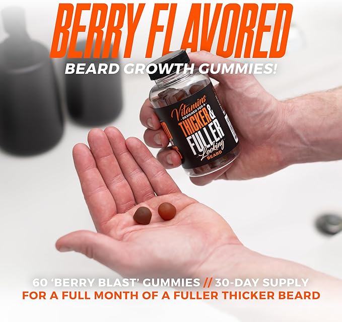 Wild Willies Beard Growth Gummies Supplement for Men - with Biotin & 19 Vitamins for Stronger, Thicker Facial Hair - 60 Gummies