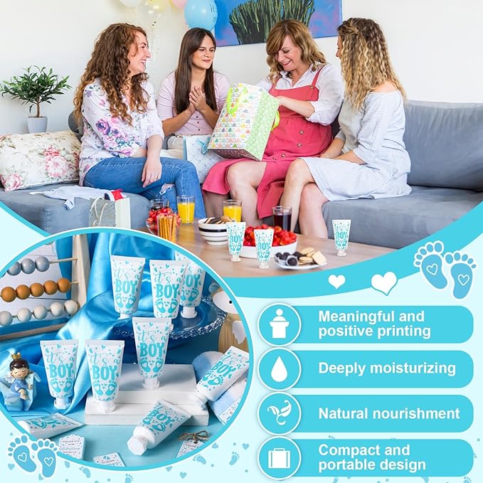48 Sets Baby Shower Hand Cream Party Favors for Guests Gift Bulk Travel Size Hand Lotion Set for Baby Shower Wedding Christmas(Footprint)