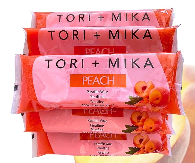 Tori Mika Paraffin Wax Refills, 6 lbs Scented Paraffin Wax Blocks for Paraffin Bath, Paraffin Wax Machine Refills for Hand Feet Dry Skin, Help Stiff Muscles and Pain (Peach, 6 lbs)
