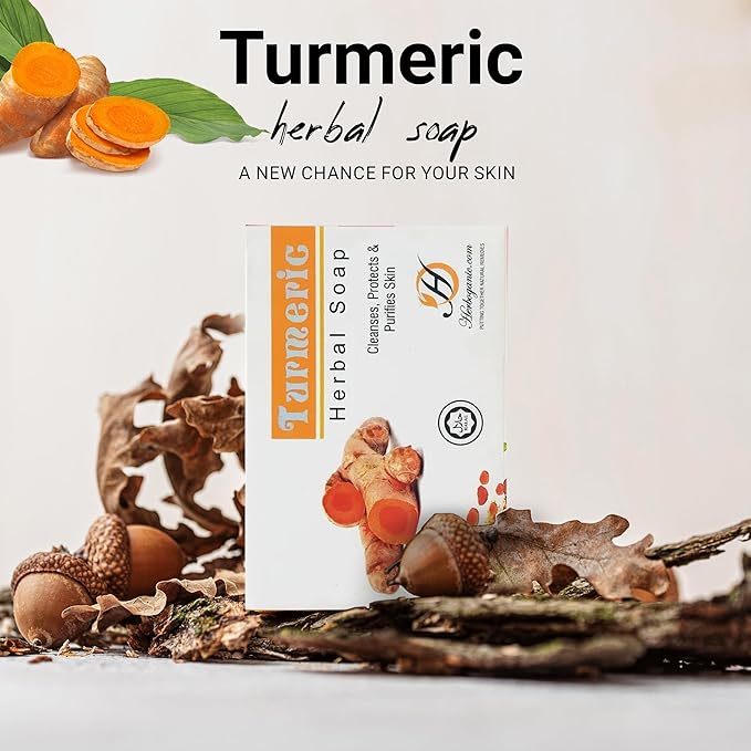 Turmeric Herbal Soap | Pack of 6 of 5oz soap Bar | Natural Bar Soap for Face and Body | Hydrating and Nourishing | Suitable for Men and Women