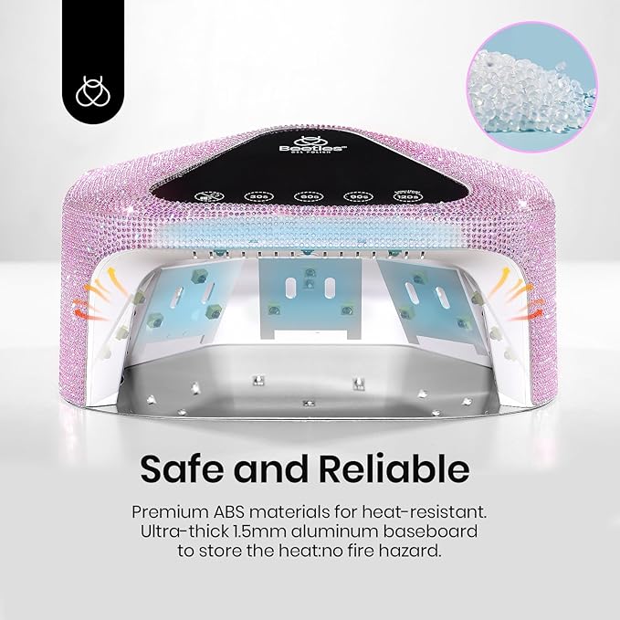 Beetles Uv Nail Lamp Cordless, Flash Cure Lamp for Gel Nails Polish Rechargeable Nail Lamp with 4 Modes Professional Low Heat Uv Led Lamp Nail Art Tools with Bag Manicured Gifts for Her