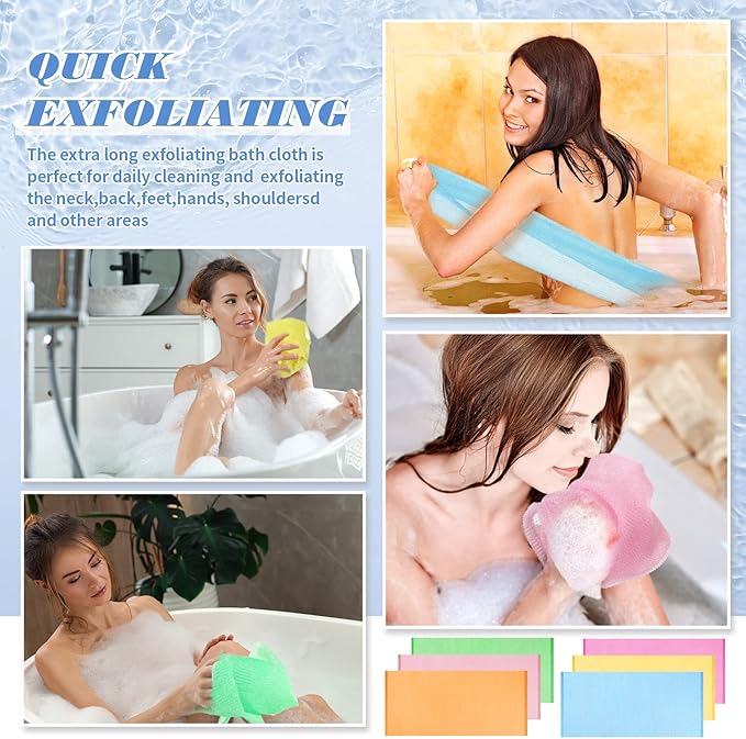 36 Pieces Exfoliating Washcloth Towel African Bath Net Sponge Japanese Washcloth Nylon Bath Towel Korean Body Scrubber Back Exfoliating Wash Cloths Loofah for Women and Men