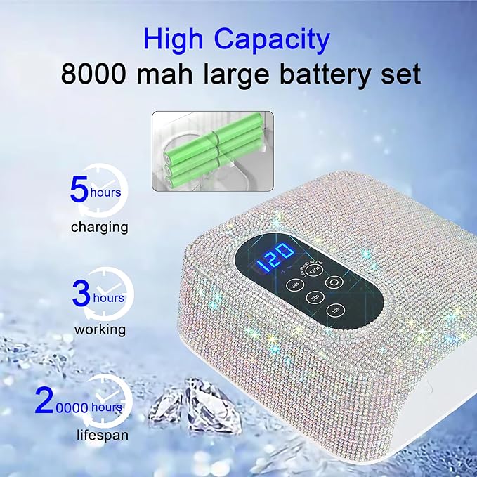 72W Cordless Led Nail Lamp, Rechargeable Nail Dryer, Portable Gel UV Led Nail Light with 4 Timer Setting Sensor, Professional Gel Nail Lights Nail Art Manicure Tools for Home and Salon