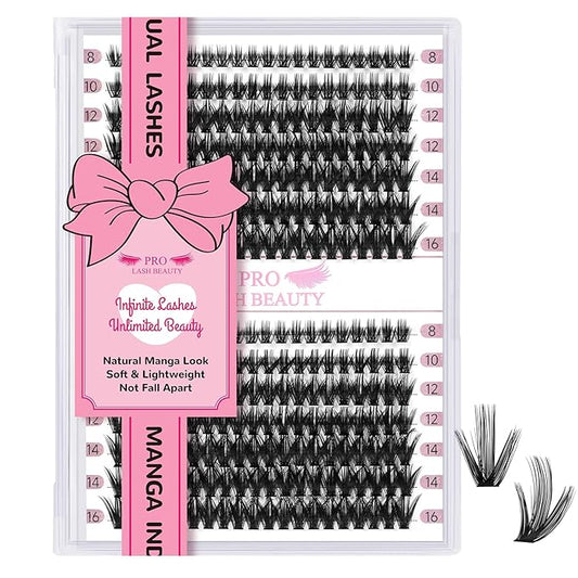 280 Pcs Individual Lashes 50D Mixed Lash Clusters Devil Style Lashes That Look Like Eyelash Extensions Wispy Lashes DIY Individual Lashes At Home (50D-D-8-16mix,Manga)