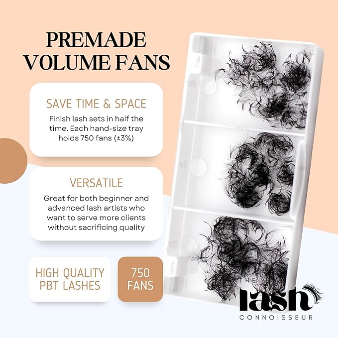 8D - CC Curl 750 Fans Mixed Promade Fans Lash Extensions | TLC Lash Supplies 4D to 16D Premade Fans 7 mm to 16 mm Mixed Length Thin Base Premade Fans Eyelash Extensions (8D - CC Curl, 14-15-16 mm)