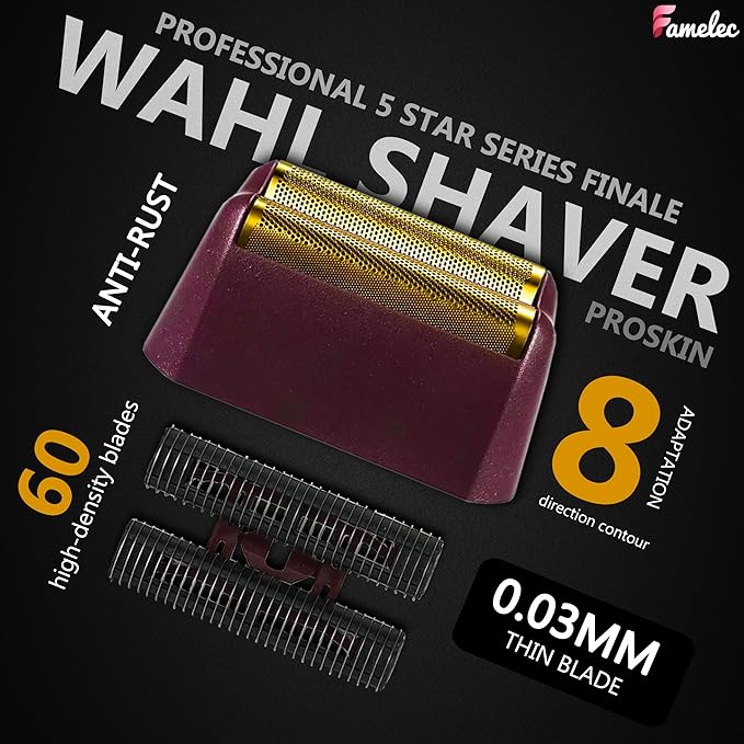 2 Pack for Wahl Shaver Foil Replacement Professional 5 Star Series Finale Shaver, Fit for Foil Cutter Bar Assembly Gold Super Close Shaving Models 7031-100 7043-100 7031-200