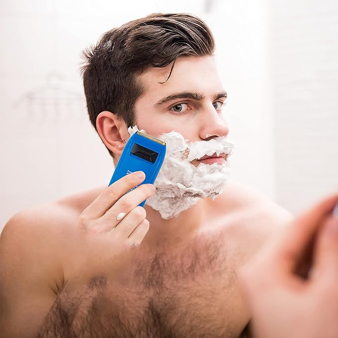 KEMEI Foil Shaver Double Electric Shaver for Men Electric Razors Head Shaver for Bald Men Barber Supplies Hair & Beard Trimmer Cordless Rechargeable, Blue