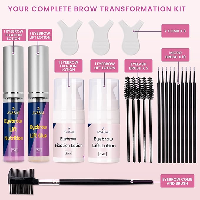 Brow Lamination Kit Perm Lift: Professional Results Long-lasting Eyebrow Lift & Brow Perm with Detailed Instructions - Easy DIY Eyebrow Laminate Set Home Beauty Supplies (Purple)