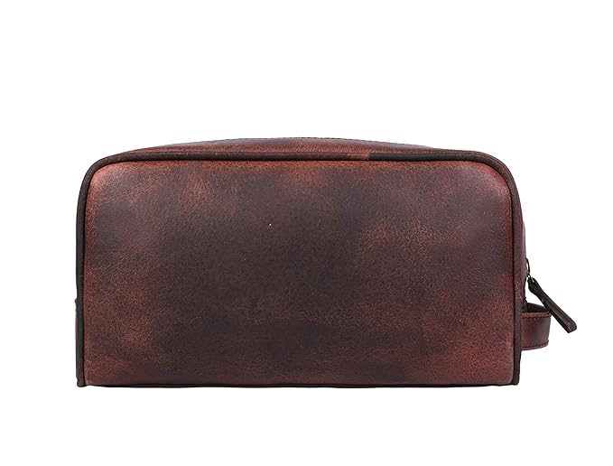 Aaron Leather Goods Leather Toiletry Bag for Men and Women Brown 10.5 Inch (Walnut)