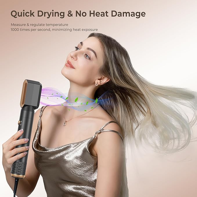 6 in 1 Hair Dryer Brush, Blow Dryer Brush Ionic Hair Dryer, Oval Hot Air Brush, Hair Curler Hair Straightener Magic Styler Autowrap Air Styler