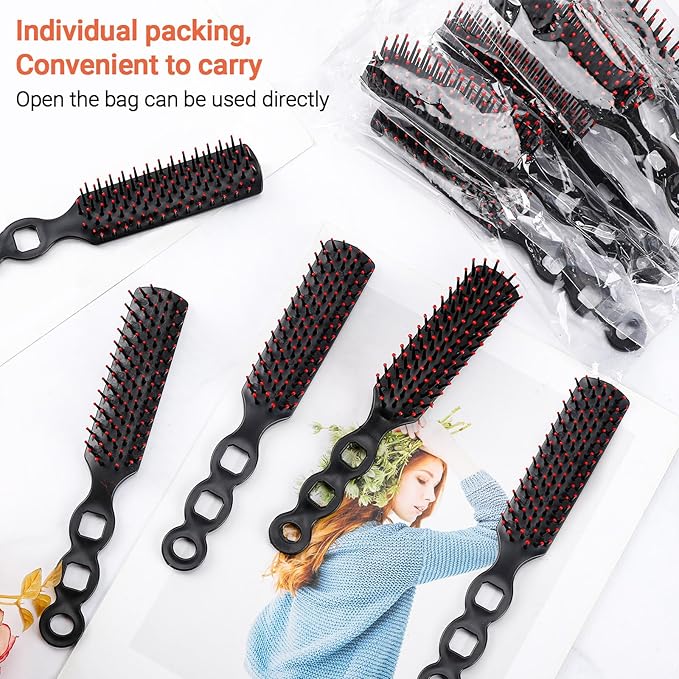 100 Packs Bulk Hair Brushes for Homeless, Anti Entangling Hair Brushes Anti Static Massage Combs, Disposable Plastic Hairbrush suitable Shelter Hotel Nursing Home Charity Church -Individually Wrapped