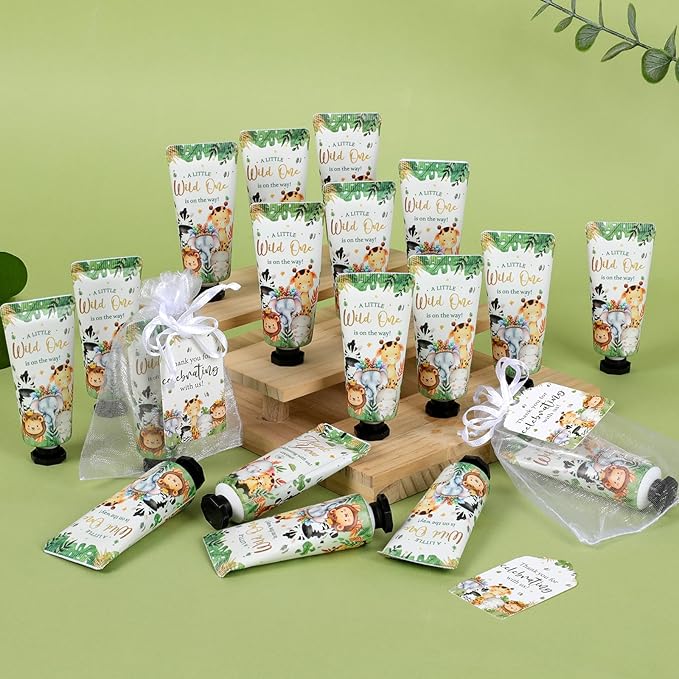 50 Pack Baby Shower Bulk Hand Cream Gifts Sets, Baby Shower Favors and Bridal Shower Favors for Guests with Thank You Card and Organza Gift Bags, Birthday Gifts, Appreciation Gifts for Guests (Animal)