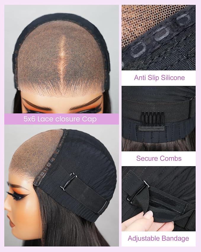 Arabella Hair 5x6 Ready to Go Glueless Wigs Human Hair 210% Density Bob Wig Human Hair Pre-Cut Lace Wigs Pre Bleached Tiny Knots Body Wave Lace Front Wig Human Hair (14inch, 5x6 Body Wave Bob)
