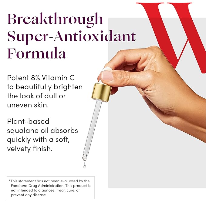 Womaness Fountain of Glow Vitamin C Face Serum - Menopause Support Brightening Serum for Improving Dull & Uneven Skin Tone - 8% Vitamin C + Plant Derived Squalane Oil (30ml)