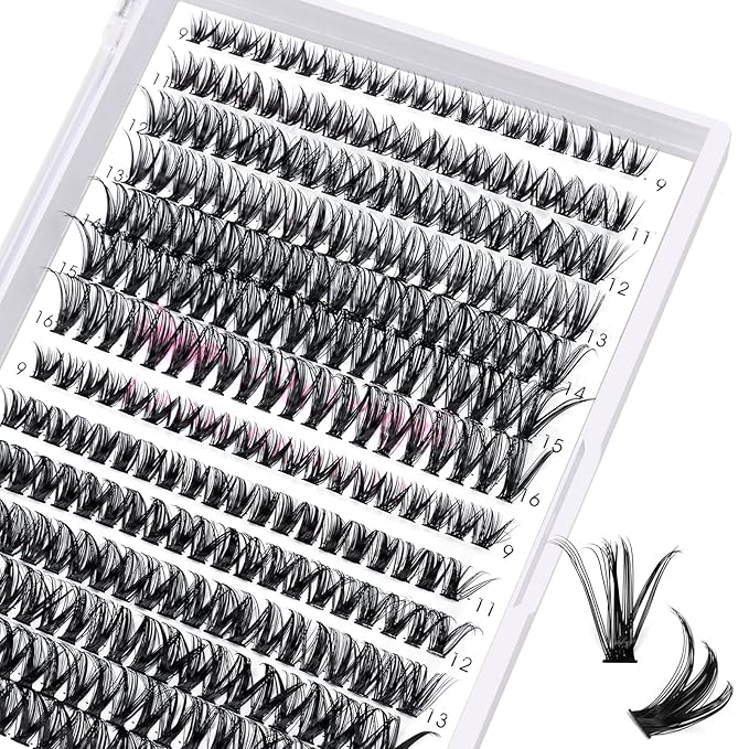 280 Pcs Individual Lashes 40D+50D Mixed Lash Clusters 14 Rows Cluster Lashes that Look Like Eyelash Extensions DIY Lash Extension Self Application At Home (40+50-D-9-16mix)