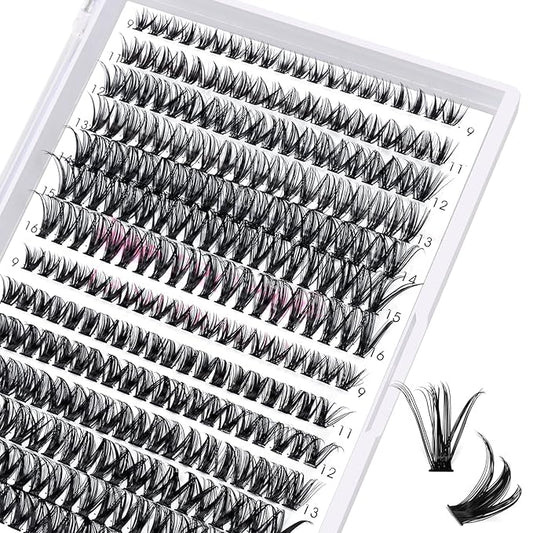 280 Pcs Individual Lashes 40D+50D Mixed Lash Clusters 14 Rows Cluster Lashes that Look Like Eyelash Extensions DIY Lash Extension Self Application At Home (40+50-D-9-16mix)