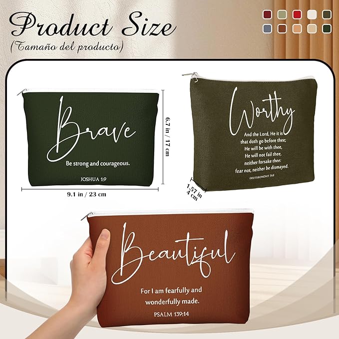20 Pcs Christian Gifts for Women Religious Makeup Bags Cosmetic Inspirational Bible Verse Pencil Pouch with Zipper Mothers Day Thank You Church Gift Mom Travel Employee(Joyous,Bible Words)