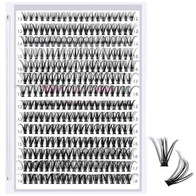 280 Pcs Individual Lashes 30D+40D Mixed Lash Clusters 14 Rows Cluster Lashes that Look Like Eyelash Extensions DIY Lash Extension Self Application At Home (30+40-C-12-18mix)