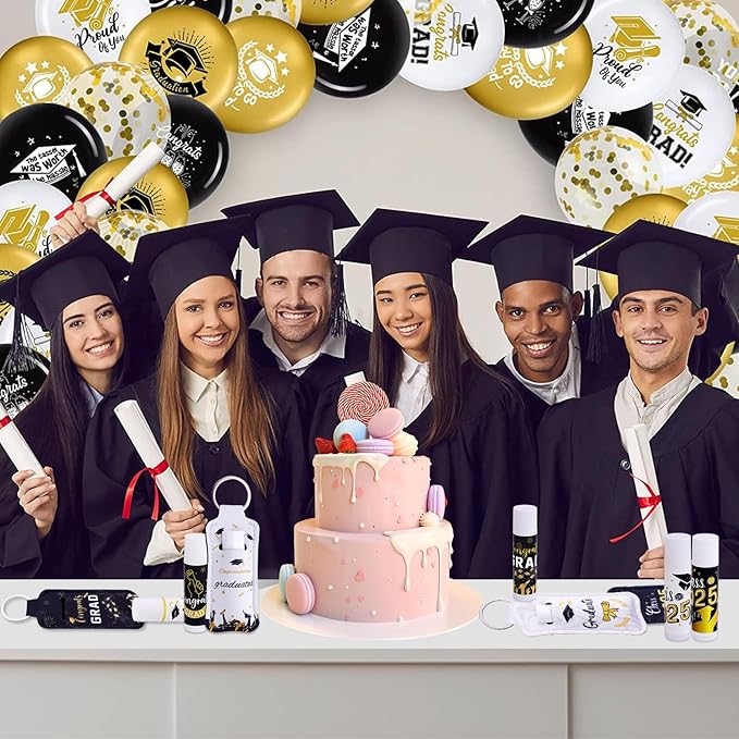 36 Pcs 2025 Graduation Gift Bulk Lip Balms Class of Graduation Party Favors Chapstick Holder Keychain and Lip Balms Set for Students Dry Chapped Lips Classmates Graduation Party