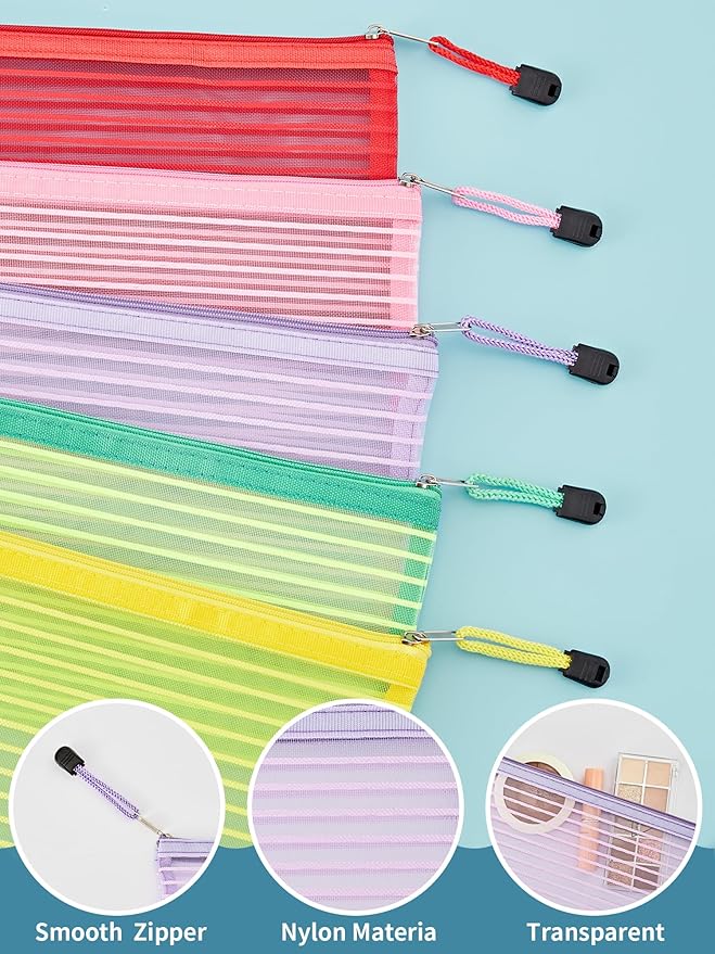 JARLINK 80 Pack Mesh Zipper Pouch, Pouch Bulk in 10 Colors, Multipurpose Storage Bags for Organizing Makeup Essentials, Travel Accessories, Office, School and Teacher Supplies