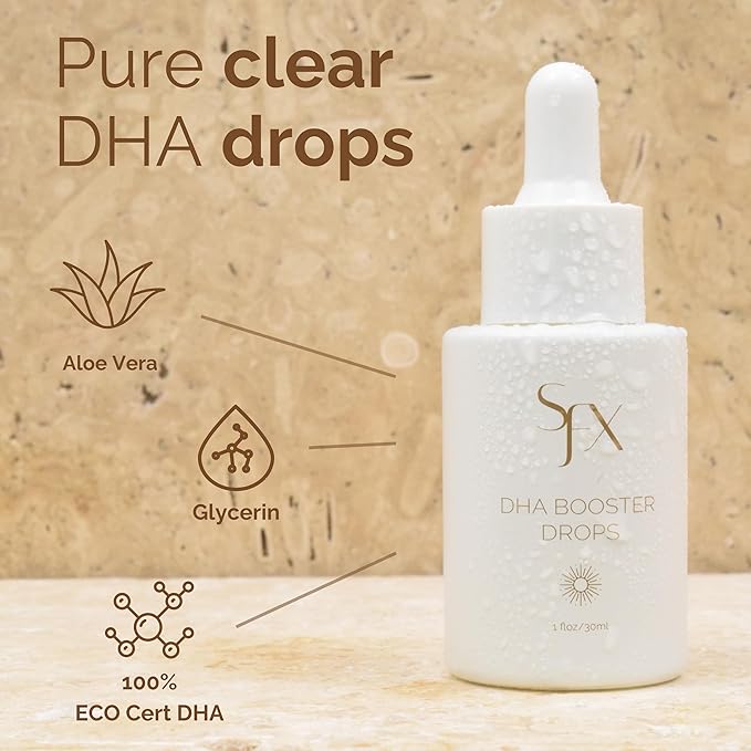 SunFX DHA Tanning Drops - Customizable Self-Tanning Drops for Lotions & Spray Tanning Solutions - Professional-Grade Formula for Natural, Streak-Free Glow - Vegan, Cruelty-Free, 1oz
