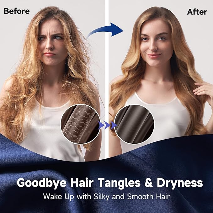 Umisleep Large Silk Bonnet for Sleeping Women, 100% Double Layer 22 Momme Mulberry Silk, Non Slip Hair Bonnet with Adjustable Band for Curly Long Hair, Navy Blue