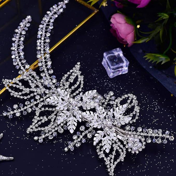 Wedding Head Pieces Crystal Bridal Hair Clips Women's Handmade Bridal Rhinestone Wedding Party Hair Accessories