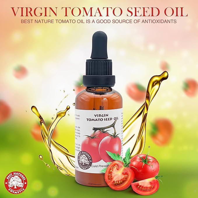 Best Nature's Tomato Seed Oil (Cold Pressed, Unrefined) - 2 oz - Natural Skin Care Moisturizer for Face, Body, Dry, Damaged Hair - Soothes Eczema, Psoriasis, Acne, Reduce Discoloration