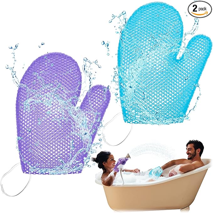2 Pcs Honeycomb Exfoliating Glove Bath Mitt Body Spa Scrubber, Honeycomb Exfoliator Glove for Body Shower, Honeycomb Exfoliator Scrubber Sponge Shower Loofah, Quick Drying