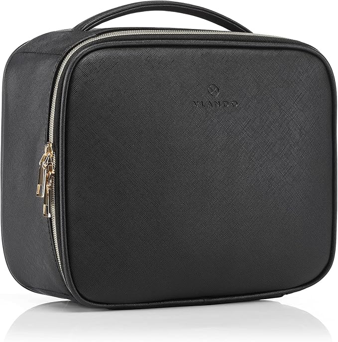 Vlando Toiletry Bag, Large Wash Bag, Travel Cosmetic Make-up Bag, Multi-compartment with Dividers for Cosmetics Makeup Brushes Toiletry Jewelry Accessories, Black