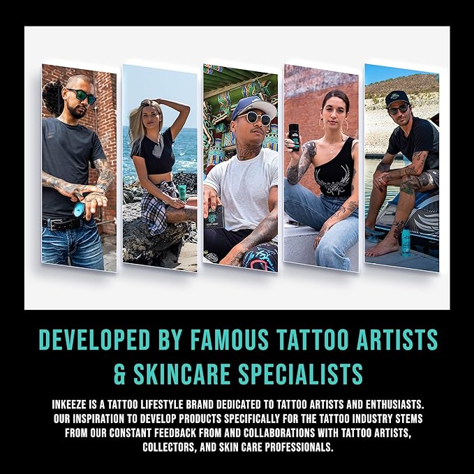 INK-EEZE Tattoo Sunscreen Spray SPF 50, UVA/UVB Blocking, Dries Clear, Ozone Reef Friendly, Vegan, Made in USA, Coconut, 6oz spray